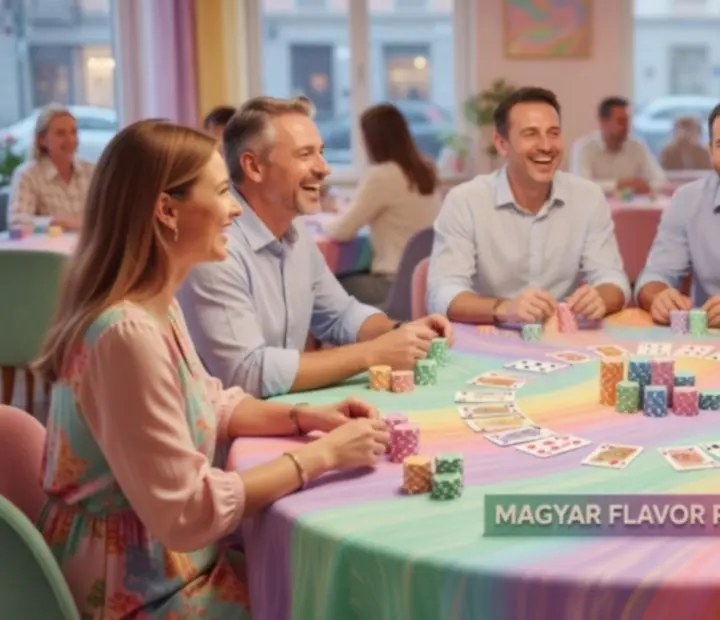 Színes kártyaest: pasztell dekoráció, kártyák és zsetonok